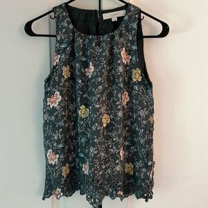 Loft Green Floral Tank XS